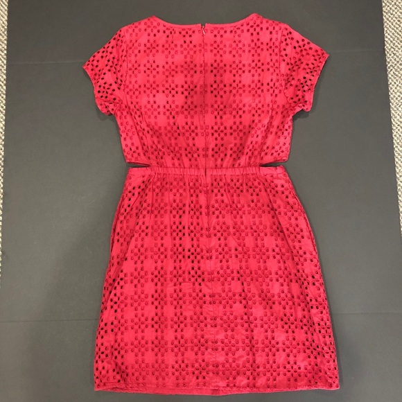 Madewell Red Eyelet Short Sleeved Cut-out Dress 8 - Picture 4 of 7